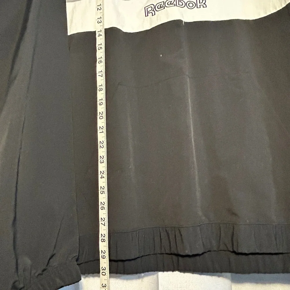 Reebok Mens Quarter Zip Pullover Jacket Black White Color Block Track Style‎